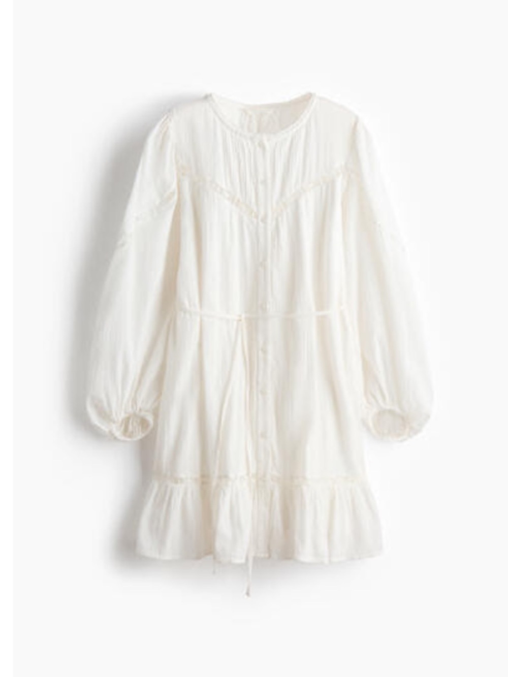 H&M Cream Long Sleeve Mini Dress